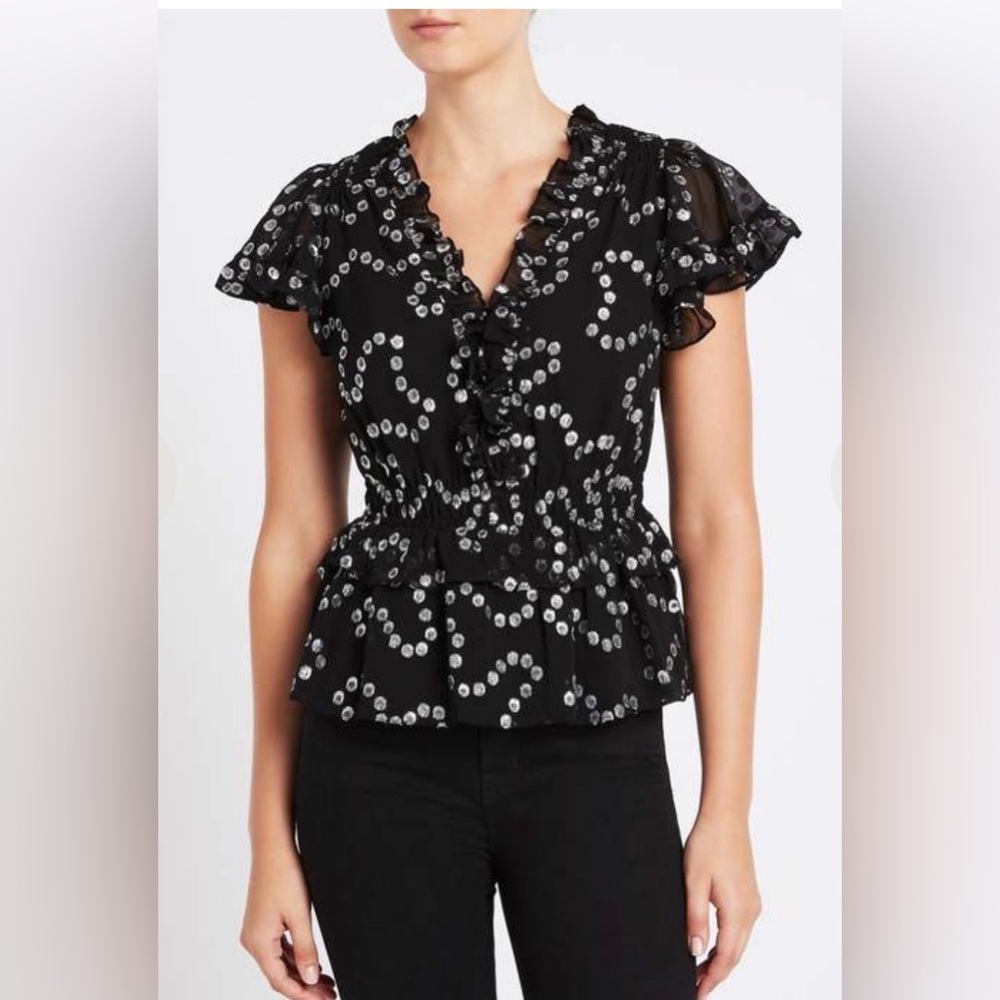 Rebecca Taylor Black and Gunmetal Top